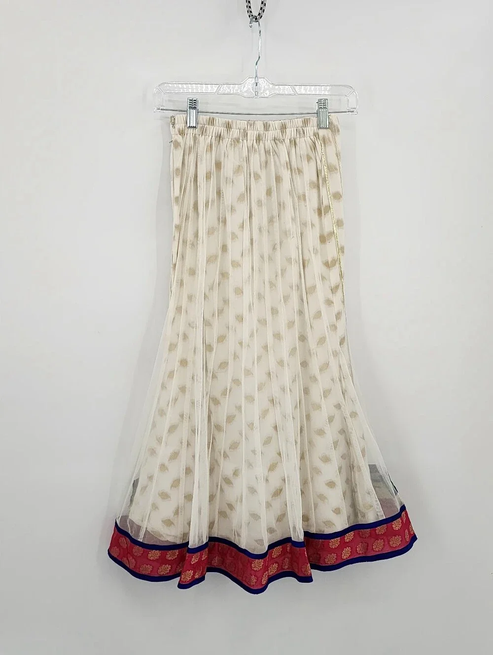 Pink and Ivory Ethnic Anarkali Set with Blue-Green Trim, Size 7 Years